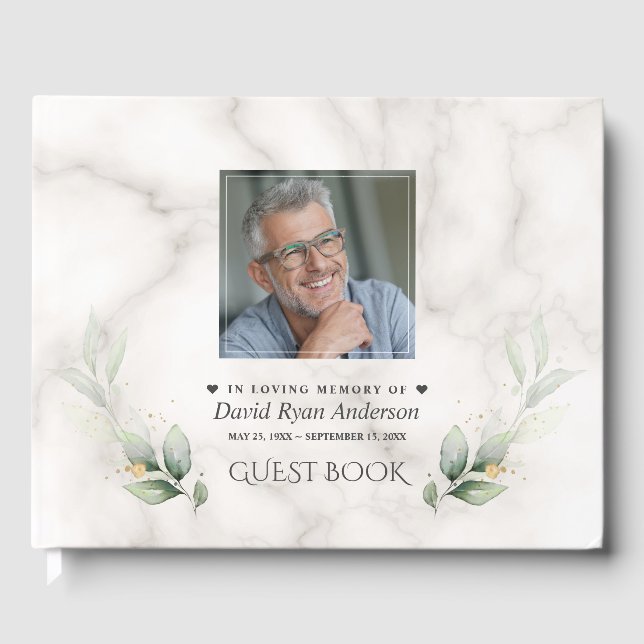 Celebration of Life Man Photo Funeral Memorial  Guest Book (Front)