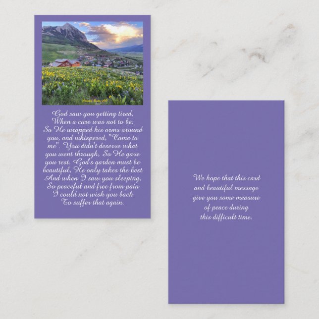 Celebration of Life Meditation Bereavement Card (Front/Back)
