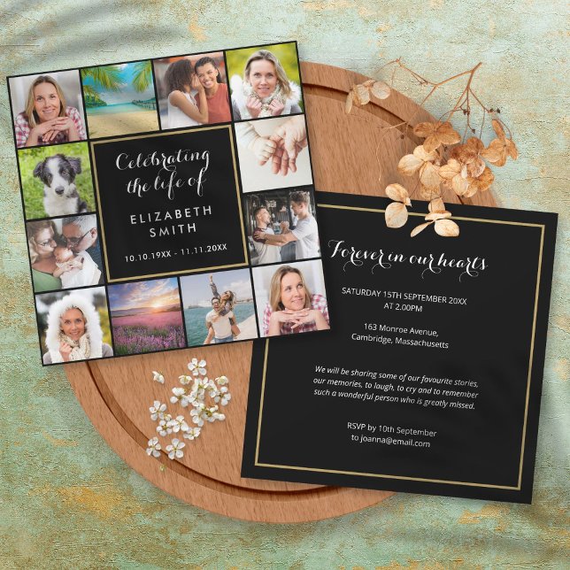 Celebration of Life Memorial 12 Photo Funeral Invitation (Celebration of Life Memorial 12 Photo Funeral Invitation)