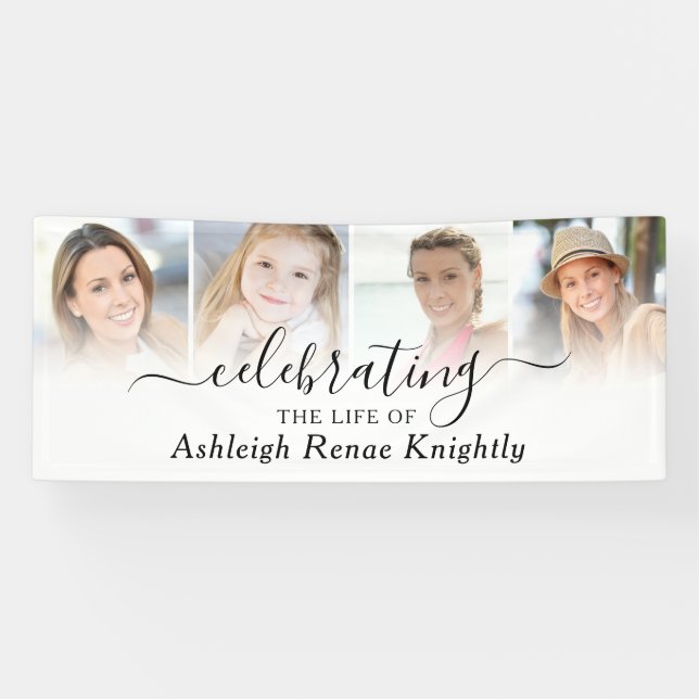 Celebration of Life Memorial 4 Photo Script Banner (Horizontal)
