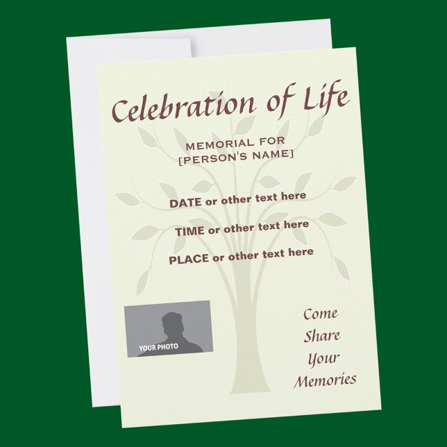 Celebration of Life Memorial 5x7 custom background Invitation (Creator Uploaded)