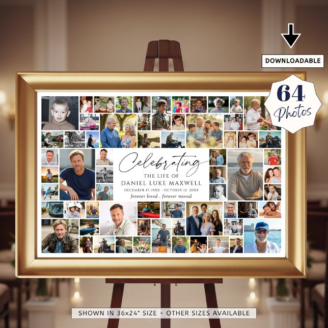  Celebration of Life Memorial 64 Photo Collage Poster (Creator Uploaded)