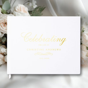 Celebration of Life Memorial–Elegant Minimal White Guest Book