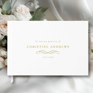 Celebration of Life Memorial–Elegant Minimal White Guest Book