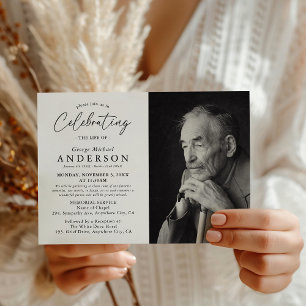 Celebration of Life Memorial Funeral Photo Invitation