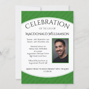 CELEBRATION OF LIFE Memorial Funeral Photo Invitation