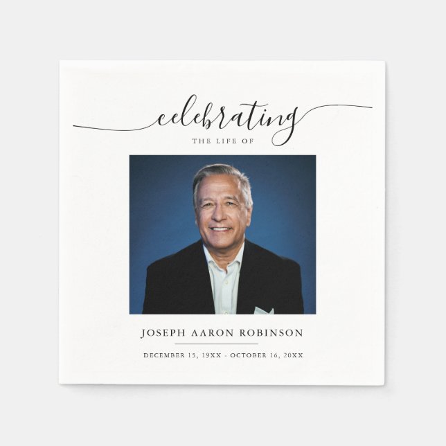 Celebration of Life Memorial Funeral Photo Napkin (Front)