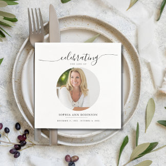 Celebration of Life Memorial Funeral Photo Napkin