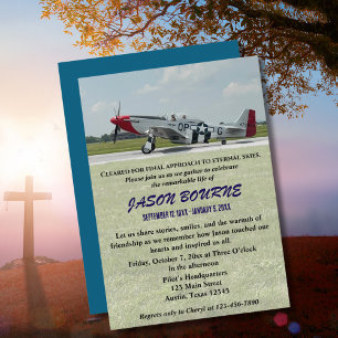 Celebration of Life Memorial Funeral Photo,Pilot Invitation