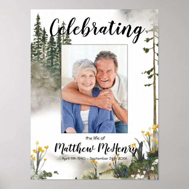 Celebration of life Memorial Funeral Photo Poster (Front)