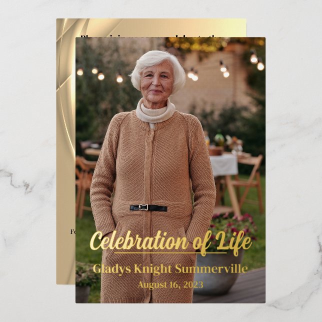 Celebration of Life Memorial | Gold Glow (Front/Back)
