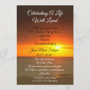 "Celebration of Life" memorial invitation