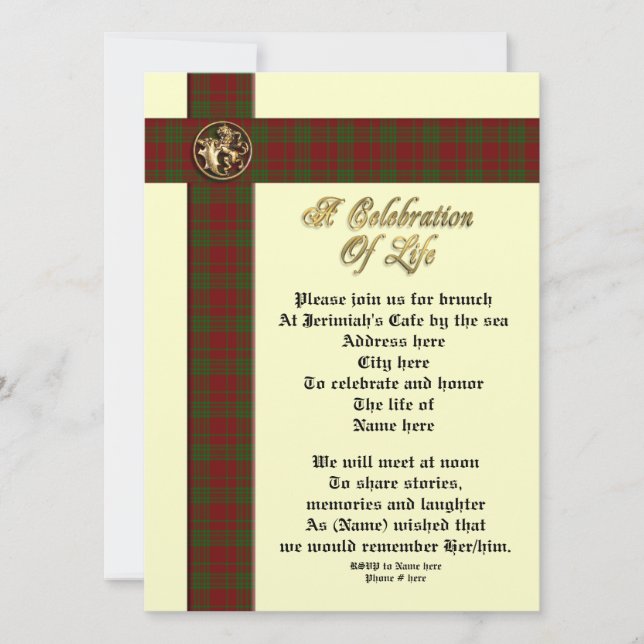 Celebration of life memorial invitation for man (Front)