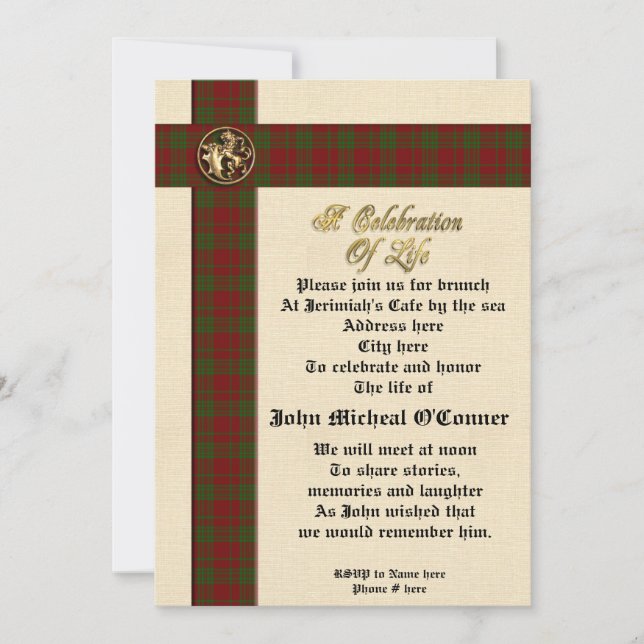 Celebration of life memorial invitation for man (Front)