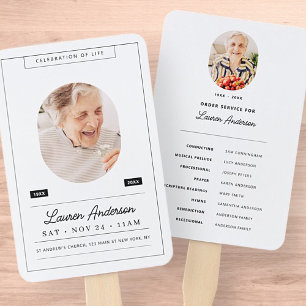 Celebration of Life Memorial Modern Photo Program Hand Fan