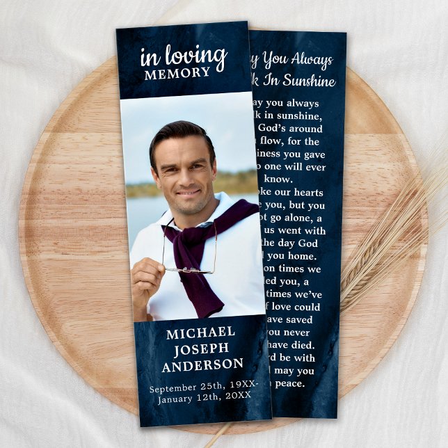 Celebration Of Life Memorial Prayer Bookmark Blue  (Creator Uploaded)