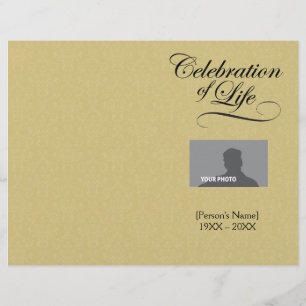 Celebration of Life Memorial Program gold damask