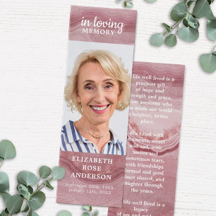 Celebration Of Life Memorial Rose Poem Bookmark