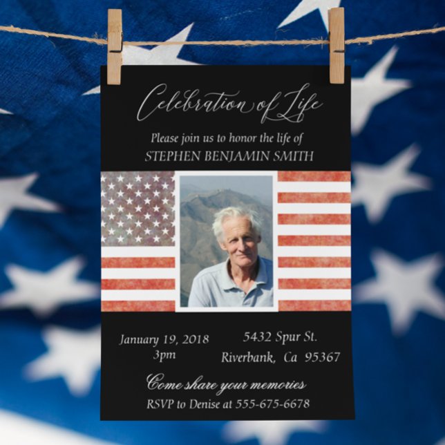 Celebration of Life Memorial Veteran Flag Invitation (Creator Uploaded)