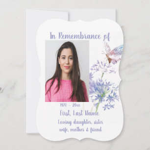 Celebration of Life Memorial  Watercolor Butterfly Invitation