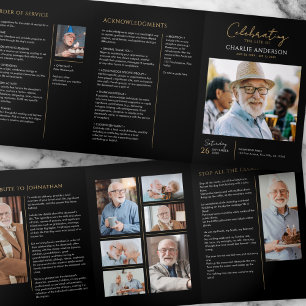 Celebration Of Life Modern 10-Photo Memorial Tri-Fold Programme
