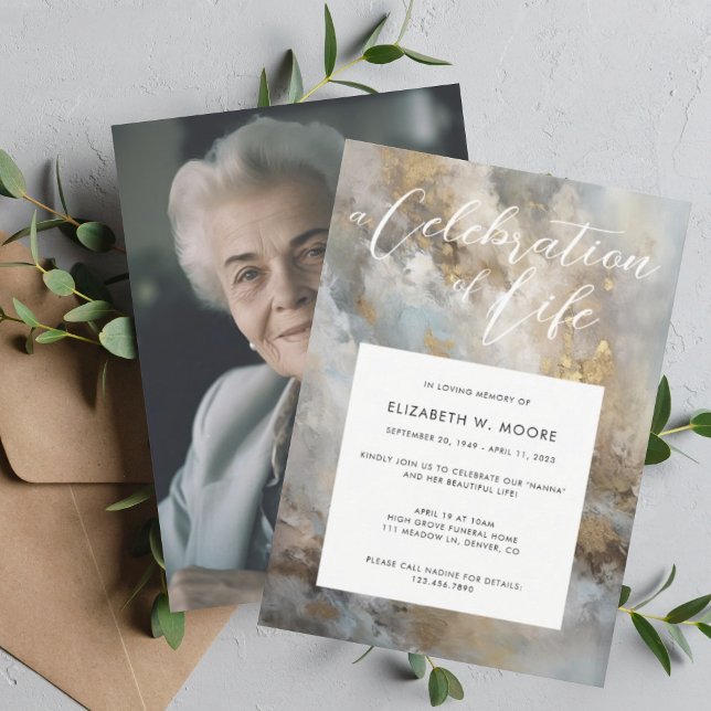 Celebration of Life Modern Abstract Funeral Invitation (Creator Uploaded)