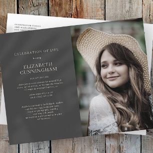 Celebration of Life Modern Chic Elegant Photo Invitation Postcard