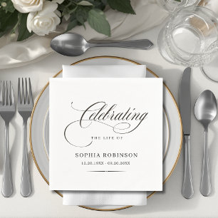 Celebration of Life Modern Elegant Script Funeral Napkin
