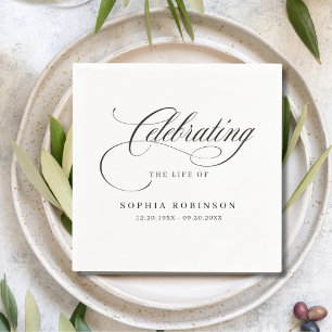 Celebration of Life Modern Elegant Script Funeral  Napkin