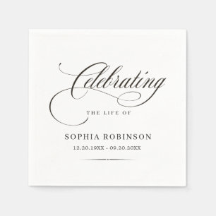 Celebration of Life Modern Elegant Script Funeral  Napkin