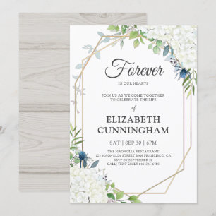 Celebration of Life Modern Floral Geometric Woodsy Invitation