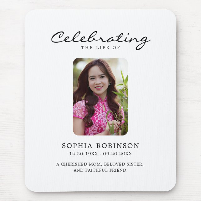 Celebration Of Life Modern Memorial Keepsake Mouse Mat (Front)