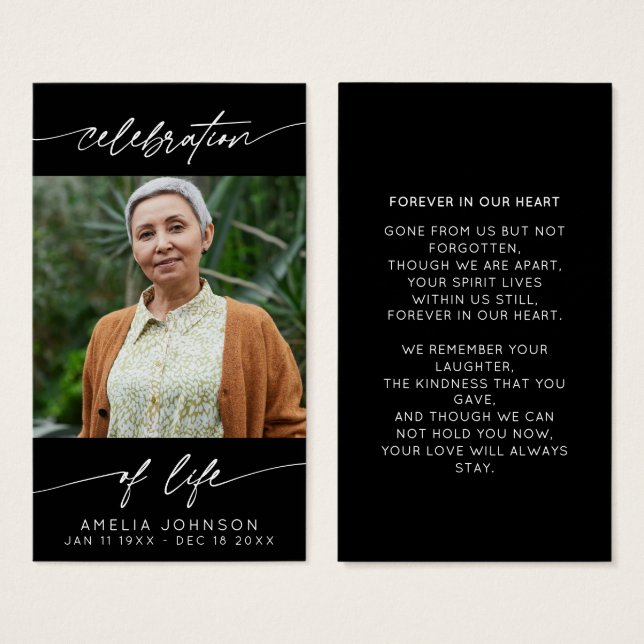 Celebration of Life Modern Script Photo Funeral  (Front & Back)