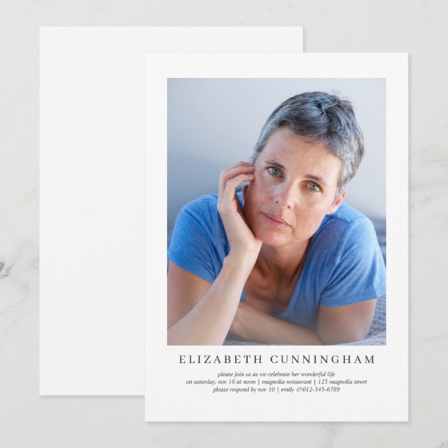 Celebration of Life Modern Simple Elegant Invitation (Front/Back)