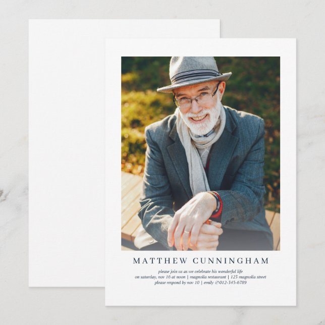 Celebration of Life Modern Simple Elegant Invitation (Front/Back)