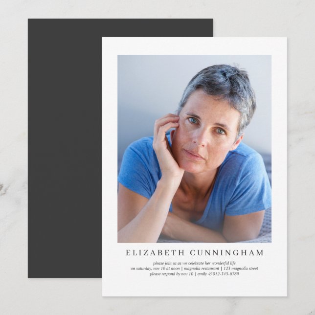 Celebration of Life Modern Simple Elegant Invitation (Front/Back)