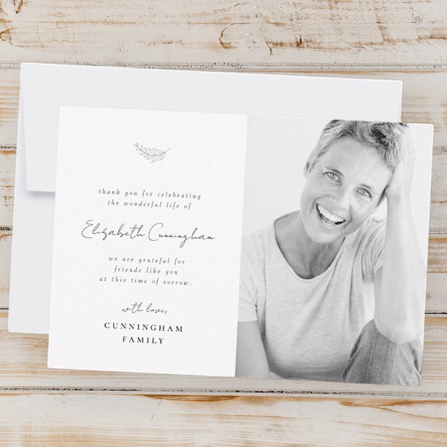 Celebration of Life Modern Simple Minimalist Photo Thank You Card (Creator Uploaded)