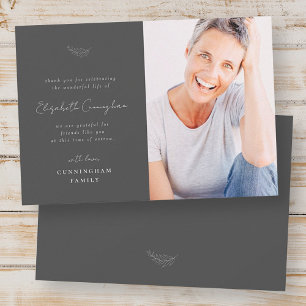 Celebration of Life Modern Simple Minimalist Photo Thank You Card