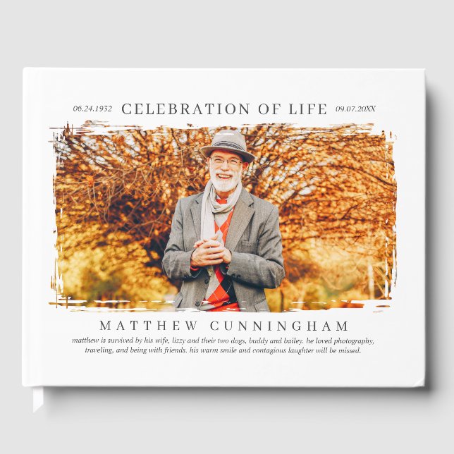 Celebration of Life Modern Simple Photo Guest Book (Front)
