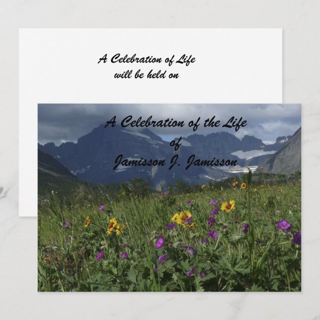 Celebration of Life Mountain Wildflower Scenery Invitation (Front/Back)