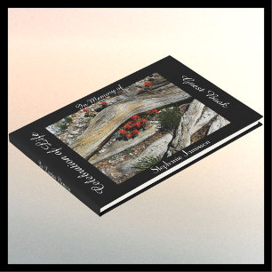 Celebration of Life, Name, Red Flowers and Wood, Guest Book