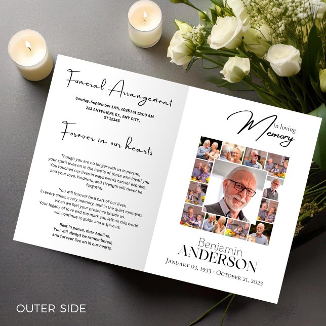 Celebration of Life Obituary Photo Collage Funeral Programme (Funeral Program Template Foldable –  Celebration of Life,Obituary,Photo Collage )