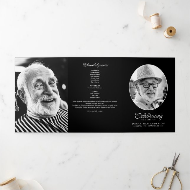 Celebration Of Life Obituary Service Order Funeral Tri-Fold Programme (Outside)