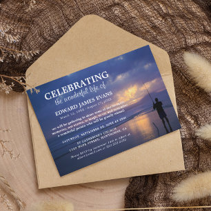 Celebration of Life   Ocean Fisherman Funeral Invitation