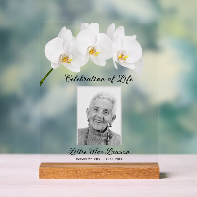 Celebration of Life Orchids Acrylic Sign (Neutral)