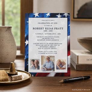 Celebration of Life Patriotic Flag Photo Invitation