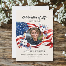 Celebration of Life Patriotic Floral Photo  Beige
