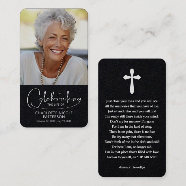 Celebration of Life Photo Bookmark Prayer Card (Front/Back)