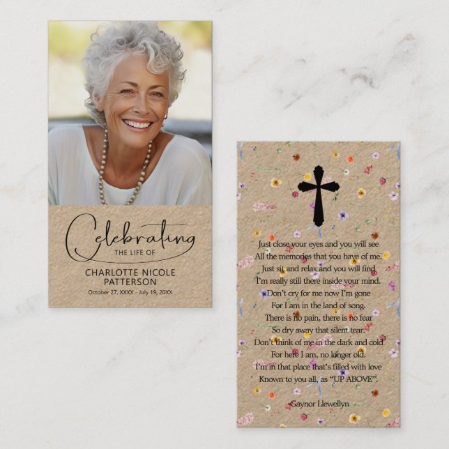 Celebration of Life Photo Bookmark Prayer Card (Front/Back)