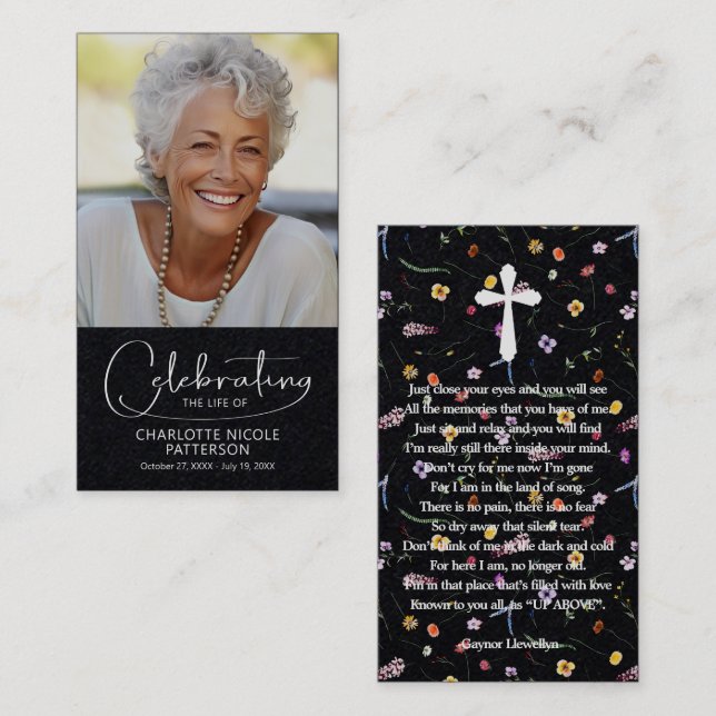 Celebration of Life Photo Bookmark Prayer Card (Front/Back)